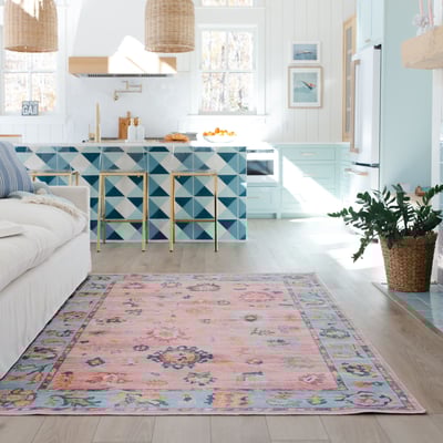 Addison ADD01 Pink/Blue Printed Area Rug