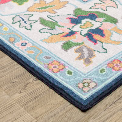 Addison ADD03 Blue Printed Area Rug