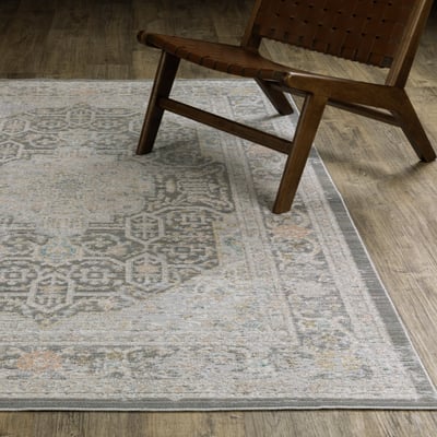 Cavett CAV02 Grey/Orange Area Rug