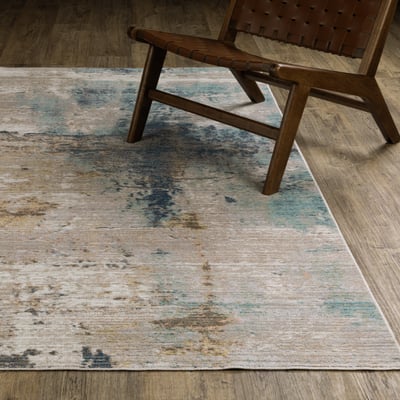 Cavett CAV03 Ivory/Blue Area Rug