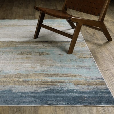 Cavett CAV09 Blue/Beige Area Rug