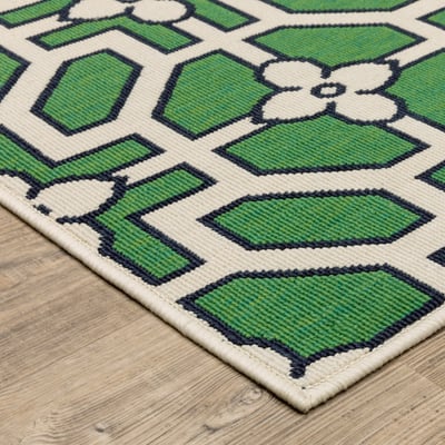Havana HAV01 Ivory/Green Outdoor Area Rug