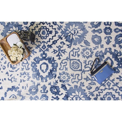 Batik 10828 Navy/Blue/Cream Wool Hand-Tufted Area Rug