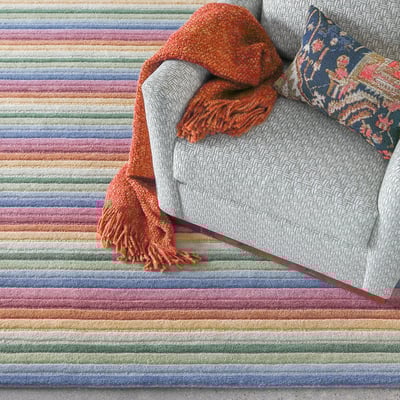 Surrey Stripe 10368 Blue/Pink/Green Wool Hand-Tufted Area Rug