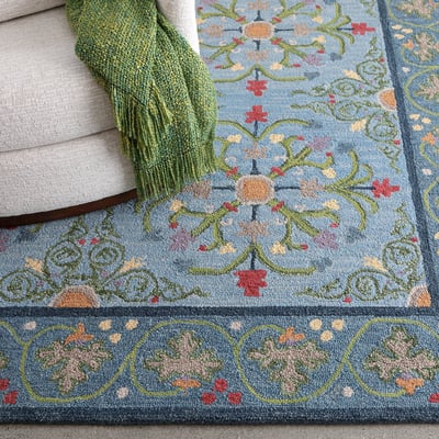 Alpenrose 10900 Blue Wool Hand-Tufted Area Rug