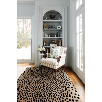 Woodland Cheetah Beige Wool Hand-Tufted Area Rug