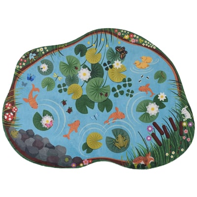 Playground PLY-1 Blue Machine-Washable Printed Area Rug