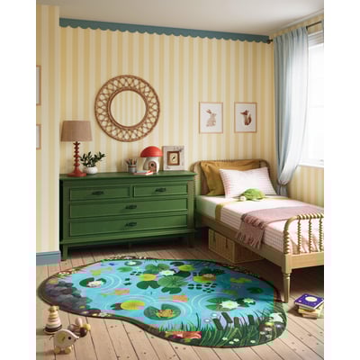 Playground PLY-1 Blue Machine-Washable Printed Area Rug