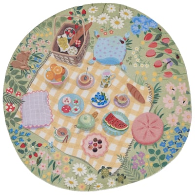 Playground PLY-2 Green Machine-Washable Printed Area Rug