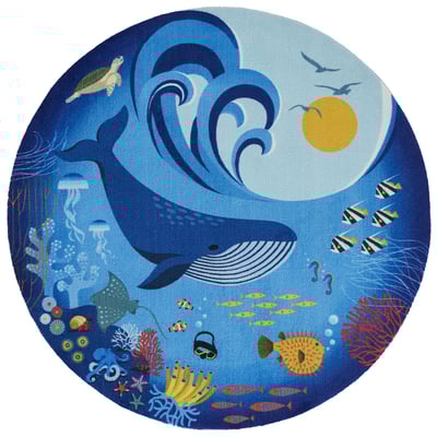 Playground PLY-3 Blue Machine-Washable Printed Area Rug