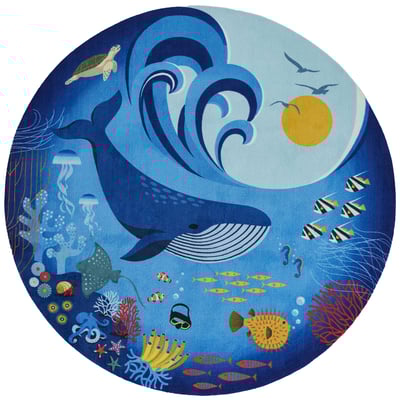 Playground PLY-3 Blue Machine-Washable Printed Area Rug