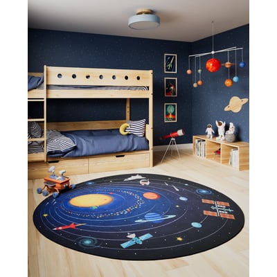 Playground PLY-4 Blue Machine-Washable Printed Area Rug