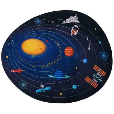 Playground PLY-4 Blue Machine-Washable Printed Area Rug