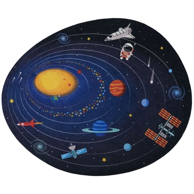 Playground PLY-4 Blue Machine-Washable Printed Area Rug