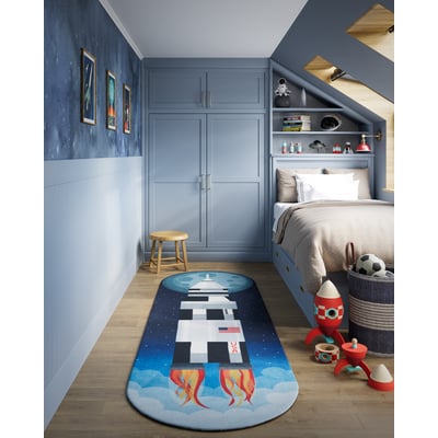 Playground PLY-6 Blue Machine-Washable Printed Area Rug