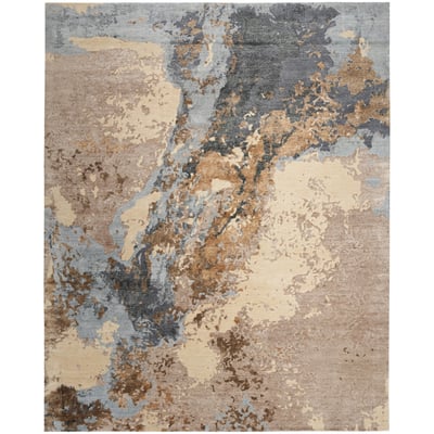 Silk Shadows SHA-23 Beige/Blue Wool Hand-Knotted Area Rug