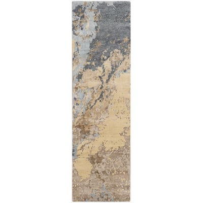 Silk Shadows SHA-23 Beige/Blue Wool Hand-Knotted Area Rug