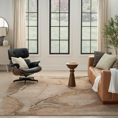 Silk Shadows SHA-24 Beige/Silver Wool Hand-Knotted Area Rug
