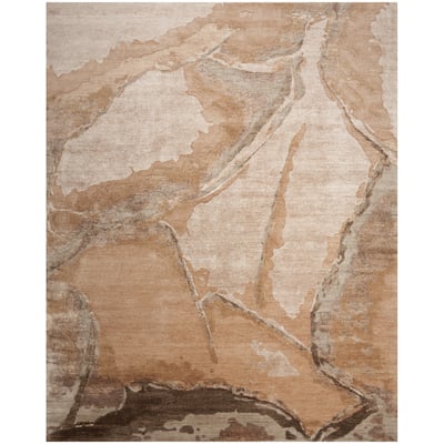 Silk Shadows SHA-24 Beige/Silver Wool Hand-Knotted Area Rug
