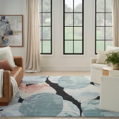 Silk Shadows SHA-25 Blue/Pink Wool Hand-Knotted Area Rug