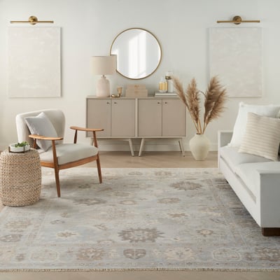 Aldora ALD-15 Silver/Blue Cotton Hand-Knotted Area Rug