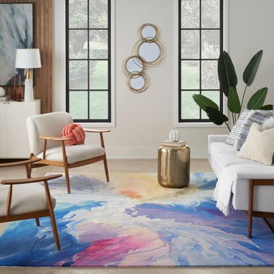 Prismatic PRS-37 Blue/Purple/Yellow Wool Hand-Tufted Area Rug