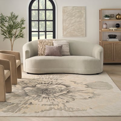 Wool and Silk CGS-42 Ivory/Beige Wool Hand-Knotted Area Rug