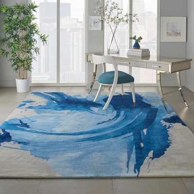 Symmetry SMM-01 Blue/Ivory Hand-Tufted Area Rug