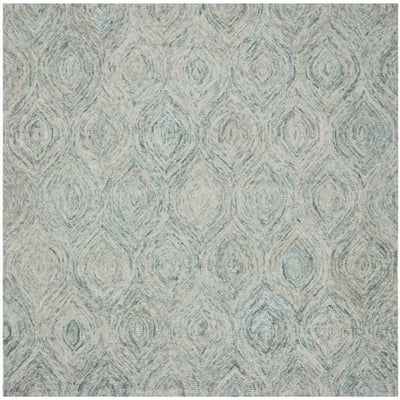 Ikat IKT-631 Ivory/Sea Blue Wool Hand-Tufted Area Rug