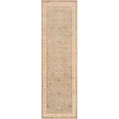 Oushak OSH-141 Soft Green/Ivory Wool Hand-Knotted Area Rug