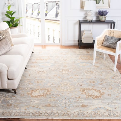 Oushak OSH-130 Grey/Ivory Wool Hand-Knotted Area Rug