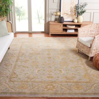 Oushak OSH-154 Light Blue Wool Hand-Knotted Area Rug