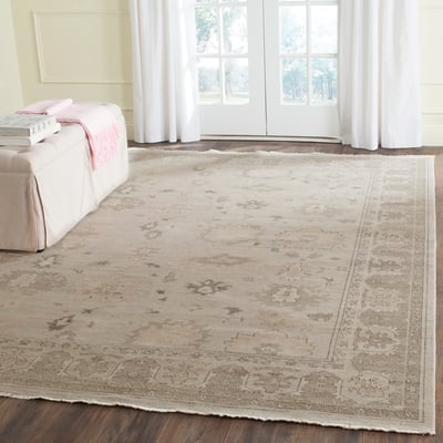 Oushak OSH-889 Silver/Grey Wool Hand-Knotted Area Rug