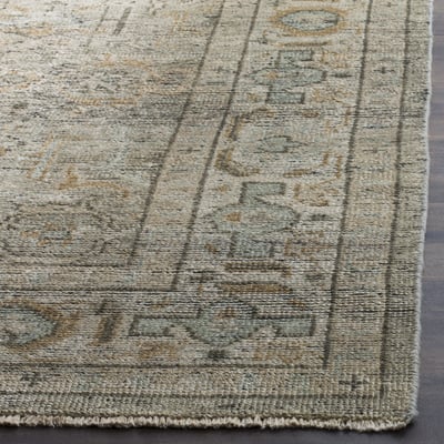 Izmir IZM-188 Linen/Dusty Teal Wool Hand-Knotted Area Rug