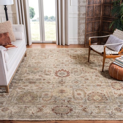Izmir IZM-109 Ivory/Ivory Wool Hand-Knotted Area Rug