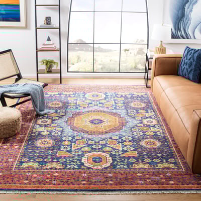 Samarkand SRK-166 Red/Blue Wool Hand-Knotted Area Rug
