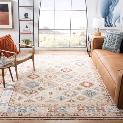 Samarkand SRK-173 Beige/Ivory Wool Hand-Knotted Area Rug