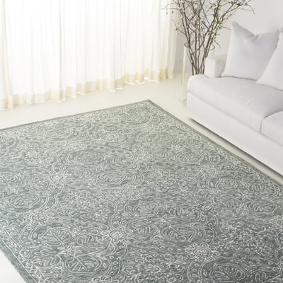 Hand-Tufted 6600 LRL-6603 Sage/Ivory Wool Hand-Tufted Area Rug