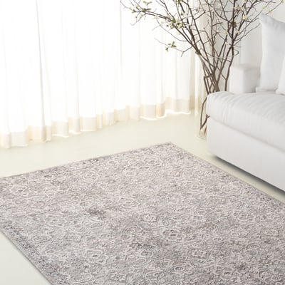 Power-Loomed 1200 LRL-1276 Grey/Ivory Area Rug