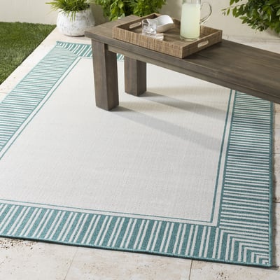 Alfresco ALF-9680 Teal/White Outdoor Area Rug