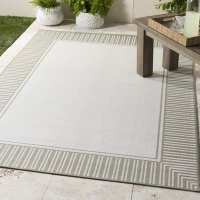 Alfresco ALF-9681 Taupe/White Outdoor Area Rug