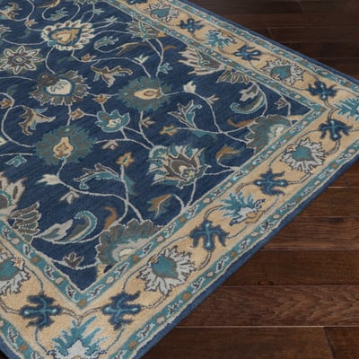 Caesar 193 Navy/Teal/Charcoal Wool Hand-Tufted Area Rug