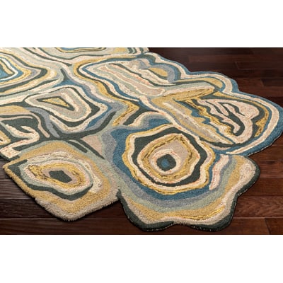 Gypsy GYP-201 Khaki Green/Peacock Blue/Ink Wool Hand-Tufted Area Rug