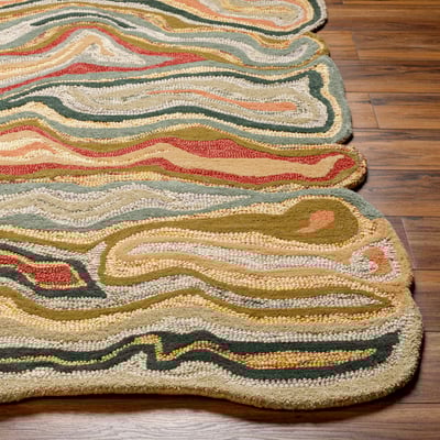 Gypsy GYP-202 Dark Red/Dark Green/Camel Wool Hand-Tufted Area Rug