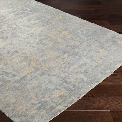 Normandy 23602 Denim/Sage/Bright Yellow Wool Hand-Knotted Area Rug