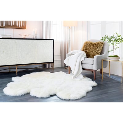 Sheepskin Animal White Sheepskin Handmade Area Rug