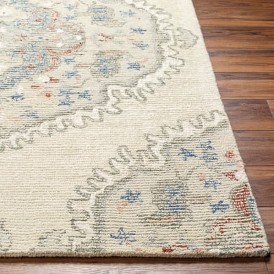 Vivianne 32076 Ivory/Sage/Blue Wool Hand-Tufted Area Rug