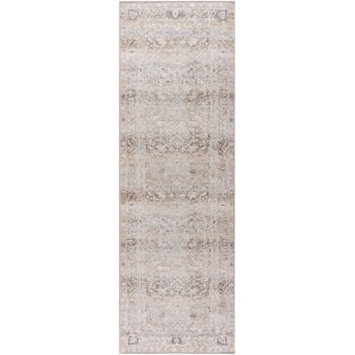 Rainier 533553 Light Brown/Tan Machine-Washable Printed Area Rug
