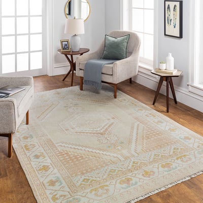 Anadolu 8684 Beige/Dusty Pink/Mustard Wool Hand-Knotted Area Rug