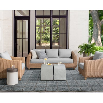 Zinnia Gothrow Slate Blue/Charcoal/Steel Grey Handwoven Outdoor Area Rug